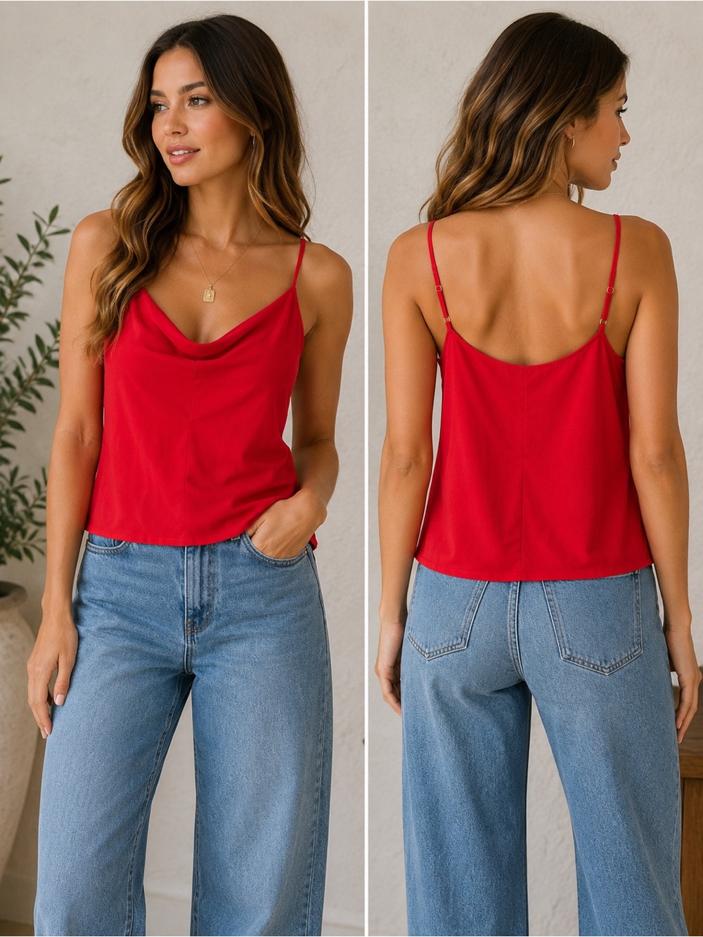 Maeve Red Cowl Neck top
